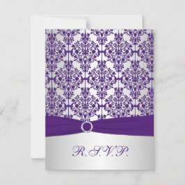 TRYCKT BAND Lila, Silver Damask Svarskort OSA Kort