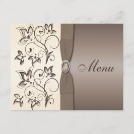 TRYCKT BAND Mocha, Elfenbensfärgad Blommig Meny Ko