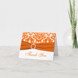 TRYCKT BAND Orange, Vit Damask Tackkort