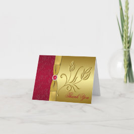 TRYCKT BAND Röd, Guld Blommig Tacksamhetskort Tack Kort