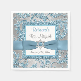 TRYCKT Bow, Vinter Wonderland Bat mitzvah Napkins Pappersservett