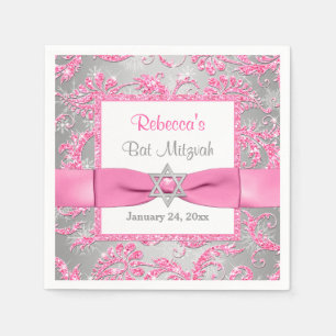 TRYCKT Bow, Vinter Wonderland Bat mitzvah Napkins Pappersservett