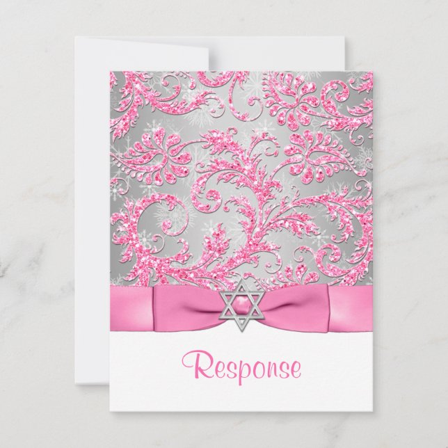 TRYCKT BOW - Vinter Wonderland Bat mitzvah OSA Kort (Framsida)