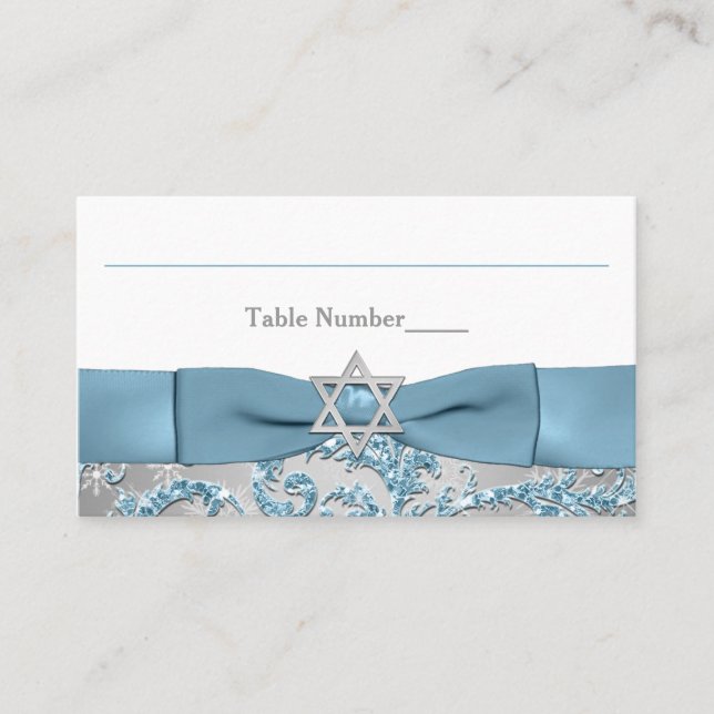 TRYCKT Bow - Vinter Wonderland Place Card Placeringskort (Framsida)