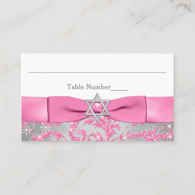 TRYCKT Bow - Vinter Wonderland Place Card Placeringskort (Framsida)