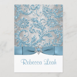 Tryckt Bow - Winter Wonderland Bat mitzvah Inbjuda Inbjudningar