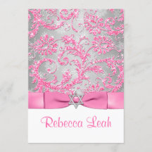 Tryckt Bow - Winter Wonderland Bat mitzvah - Rosa
