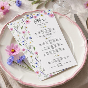 Tryckt Bröllopsmiddag med Vilda Blommor Meny