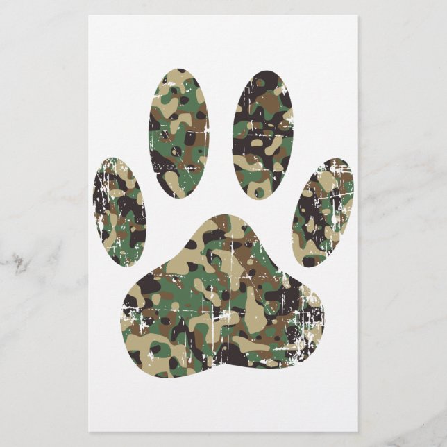 Tryckt Camo Hund Paw-utskrift Brevpapper (Framsida)