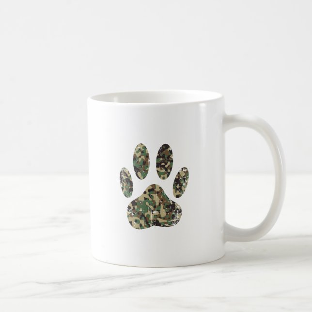 Tryckt Camo Hund Paw-utskrift Kaffemugg (Höger)