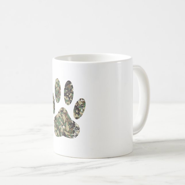 Tryckt Camo Hund Paw-utskrift Kaffemugg (Framsida höger)