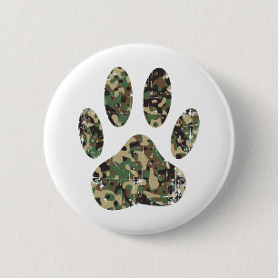 Tryckt Camo Hund Paw-utskrift Knapp
