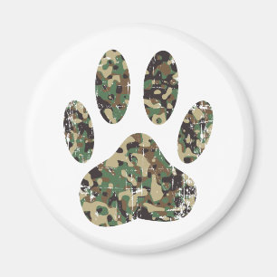 Tryckt Camo Hund Paw-utskrift Magnet