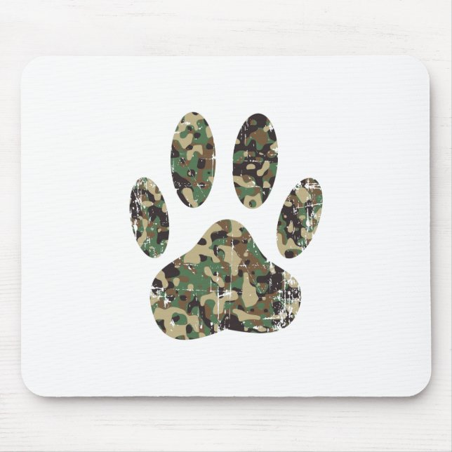 Tryckt Camo Hund Paw-utskrift Musmatta (Framsidan)