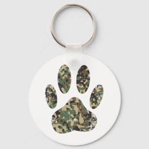 Tryckt Camo Hund Paw-utskrift Nyckelring