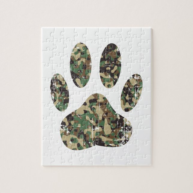 Tryckt Camo Hund Paw-utskrift Pussel (Vertikal)