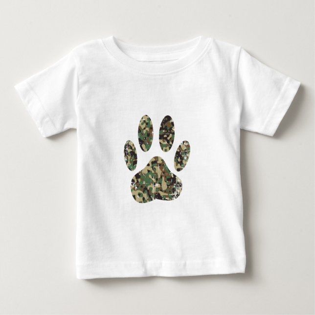 Tryckt Camo Hund Paw-utskrift T Shirt (Framsida)
