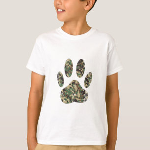 Tryckt Camo Hund Paw-utskrift Tee