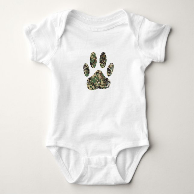 Tryckt Camo Hund Paw-utskrift Tee Shirt (Framsida)