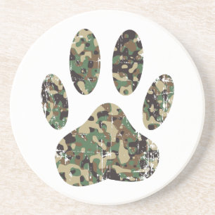 Tryckt Camo Hund Paw-utskrift Underlägg