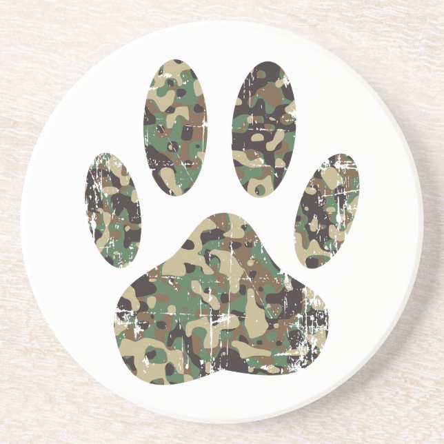 Tryckt Camo Hund Paw-utskrift Underlägg (Framsidan)