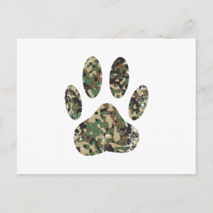 Tryckt Camo Hund Paw-utskrift Vykort