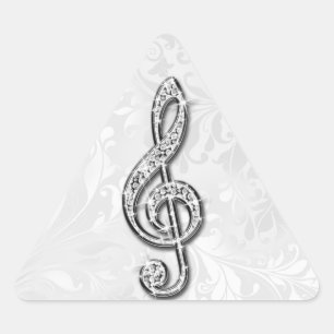 Tryckt diamantmusiknot Floral Damask Triangelformat Klistermärke
