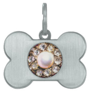 TRYCKT DIAMOND STAR MED PEARL ID-bricka HUSDJUR
