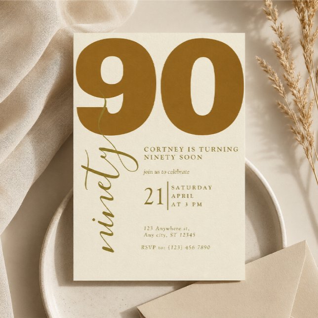 Tryckt Elegant 90-års inbjudan (Skapare uppladdad)