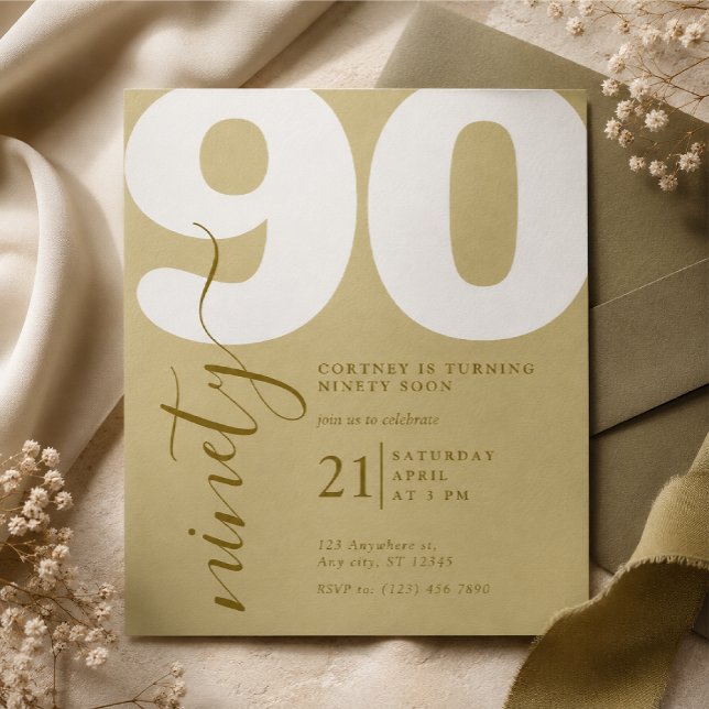 Tryckt Elegant 90-års inbjudan (Skapare uppladdad)