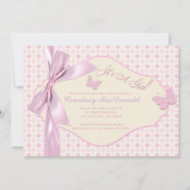 Tryckt fack/Rosa-Polka dots för spädbarn Inbjudningar