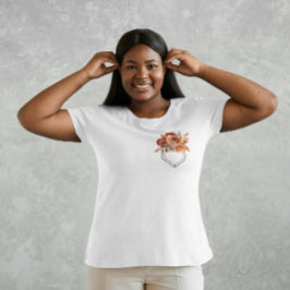 Tryckt ficka med höstblommor t shirt