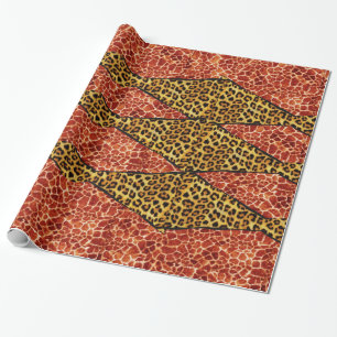 TRYCKT GIRAFFE, LEOPARD PÄLS RIBBON PRESENTPAPPER