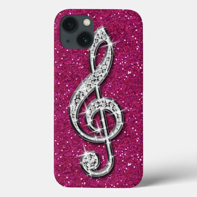 Tryckt Glittrig Gnistrande Diamant Musiknot (Baksida)