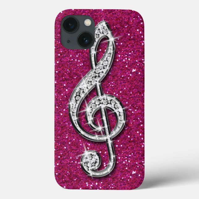 Tryckt Glittrig Gnistrande Diamant Musiknot (Baksida)
