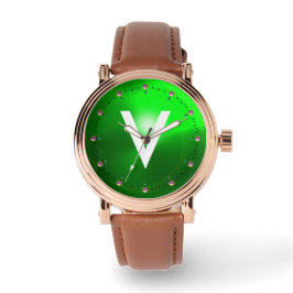 TRYCKT GRÖNT EMERALD GEMSTONE MONOGRAM ARMBANDSUR