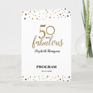 Tryckt Guld Confetti 50 och fantastiska födelsedag Program