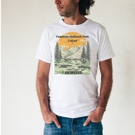 Tryckt Gult/Grönt Skriv ut Yosemite Park Natature T Shirt