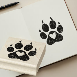 Tryckt hjärta i Hund Paw Skriv ut trä Art Frimärke Stämpel