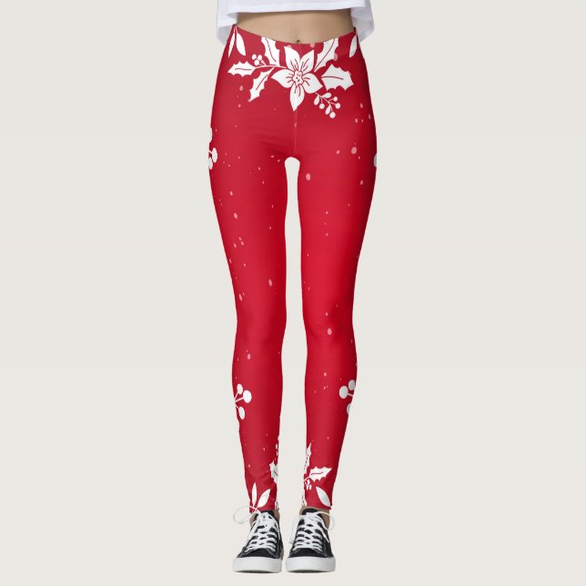 TRYCKT HOLLY MÖNSTER RED Leggings (Framsida)