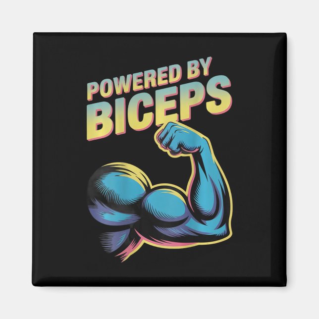 Tryckt humoristisk gymskämt Bicepsframsteg driven  Magnet (Framsidan)