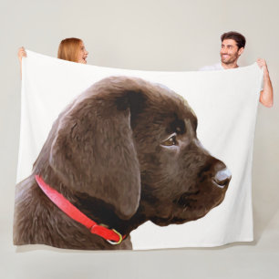 Tryckt i rött - Chocolate Labrador Puppy Fleecefilt