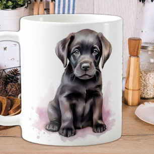 Tryckt i rött - Svart lab Kaffemugg