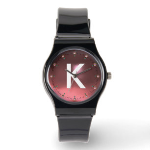 Tryckt LJUST ROSA GEMSTONE MONOGRAM Armbandsur