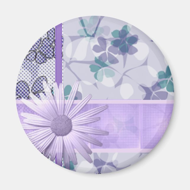 Tryckt magnet på lila-blommor (Framsidan)