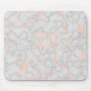 Tryckt marmor och roséguldmonogram musmatta