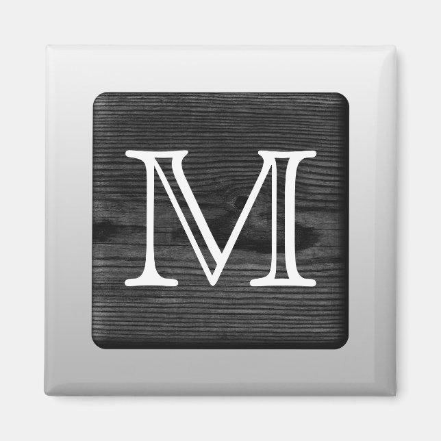 Tryckt Mönster och Anpassningsbar Brev. Svartvit Magnet (Framsidan)