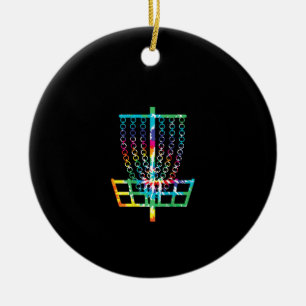 (Tryckt på baksidan) Disk Golf Basket - Hippie Ra Julgransprydnad Keramik
