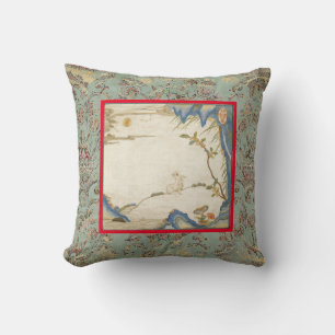 TRYCKT PILLOW COTTON JAPANESE BUNNY OCH MÅNE KUDDE