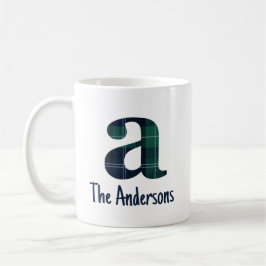 Tryckt Plaid Gemener Bokstav a Initial och Namn Kaffemugg